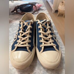 Jimmy Choo Blue and Cream Sneakers